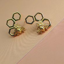 Load image into Gallery viewer, Vurchoo Gold Bumblebee Stud Earrings - Life Before Plastic