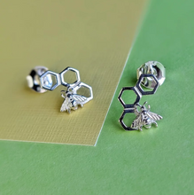 Load image into Gallery viewer, Vurchoo Silver Bumblebee Stud Earrings - Life Before Plastic