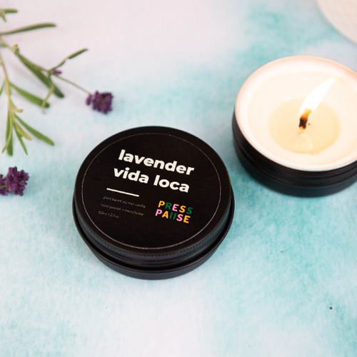 Lavender Vida Loca Soy Wax Travel Candle - 10h | Lavender Scented | Press Pause Candles