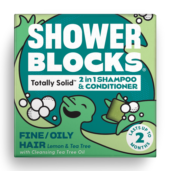 Shower Blocks - Lemon & Tea Tree 2in1 Shampoo & Conditioner – Fine/Oily Hair - Life Before Plastic