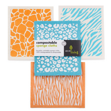 Load image into Gallery viewer, EcoLiving Compostable Sponge Cleaning Cloths - Animal - Life Before Plastik