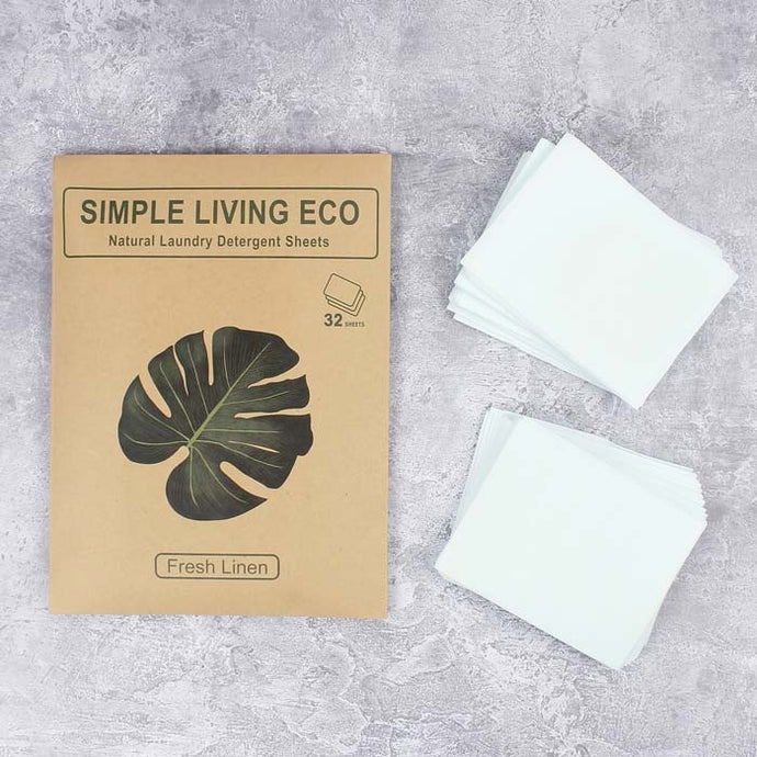Simple Living Eco Laundry Detergent Sheets - Pack 32 - Fresh Linen - Life Before Plastik