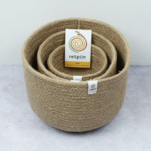 Load image into Gallery viewer, Respiin Tall Jute Basket x3 Set - Natural - Life Before Plastik