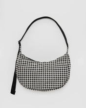 Load image into Gallery viewer, BAGGU Black &amp; White Gingham Crescent Bag Medium - Recycled - Life Before Plastic
