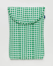 Load image into Gallery viewer, BAGGU Green Gingham Puffy Laptop Sleeve 16&quot; - Recycled - Life Before Plastic
