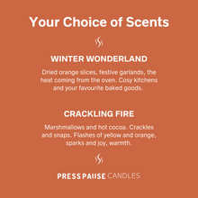 Load image into Gallery viewer, Choice of scents for Press Pause winter candles
