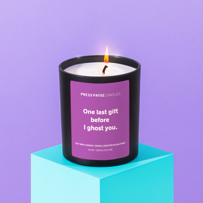 Press Pause Halloween Soy Wax Candle - One Last Gift Before I Ghost You - Life Before Plastic