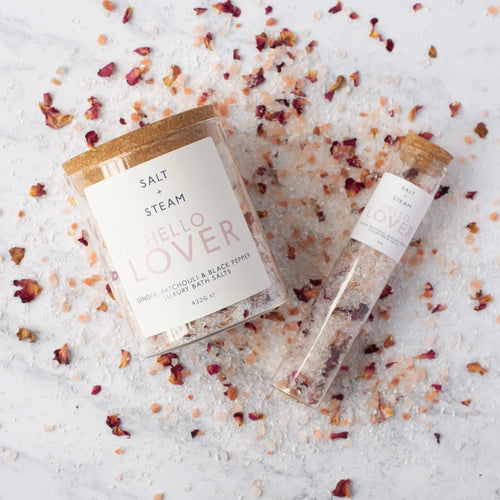 Hello Lover Bath Salts from Salt + Steam in a glass jar