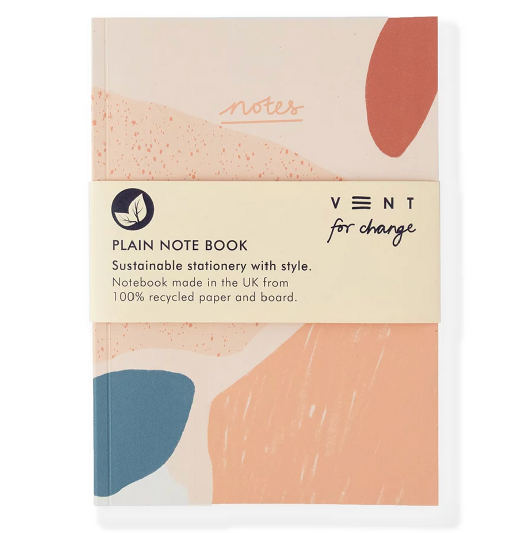 VENT For Change Recycled A5 Plain Notebook - Coral - 100 pages - Life Before Plastic