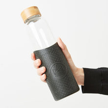 Load image into Gallery viewer, Neon Kactus Glass Water Bottle - Black | Life Before Plastic
