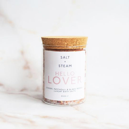 Hello Lover Bath Salts from Salt + Steam in a glass jar
