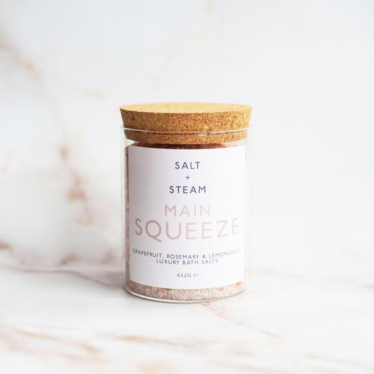 Main Squeeze Bath Salts from Salt + Steam in a glass jar