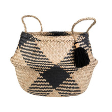 Load image into Gallery viewer, Sass &amp; Belle Black Tribal Tassel Basket - Life Before Plastic
