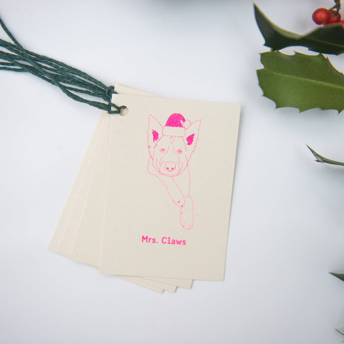 Mrs Claws: Festive Gift Tags - set of 4 - Life Before Plastik