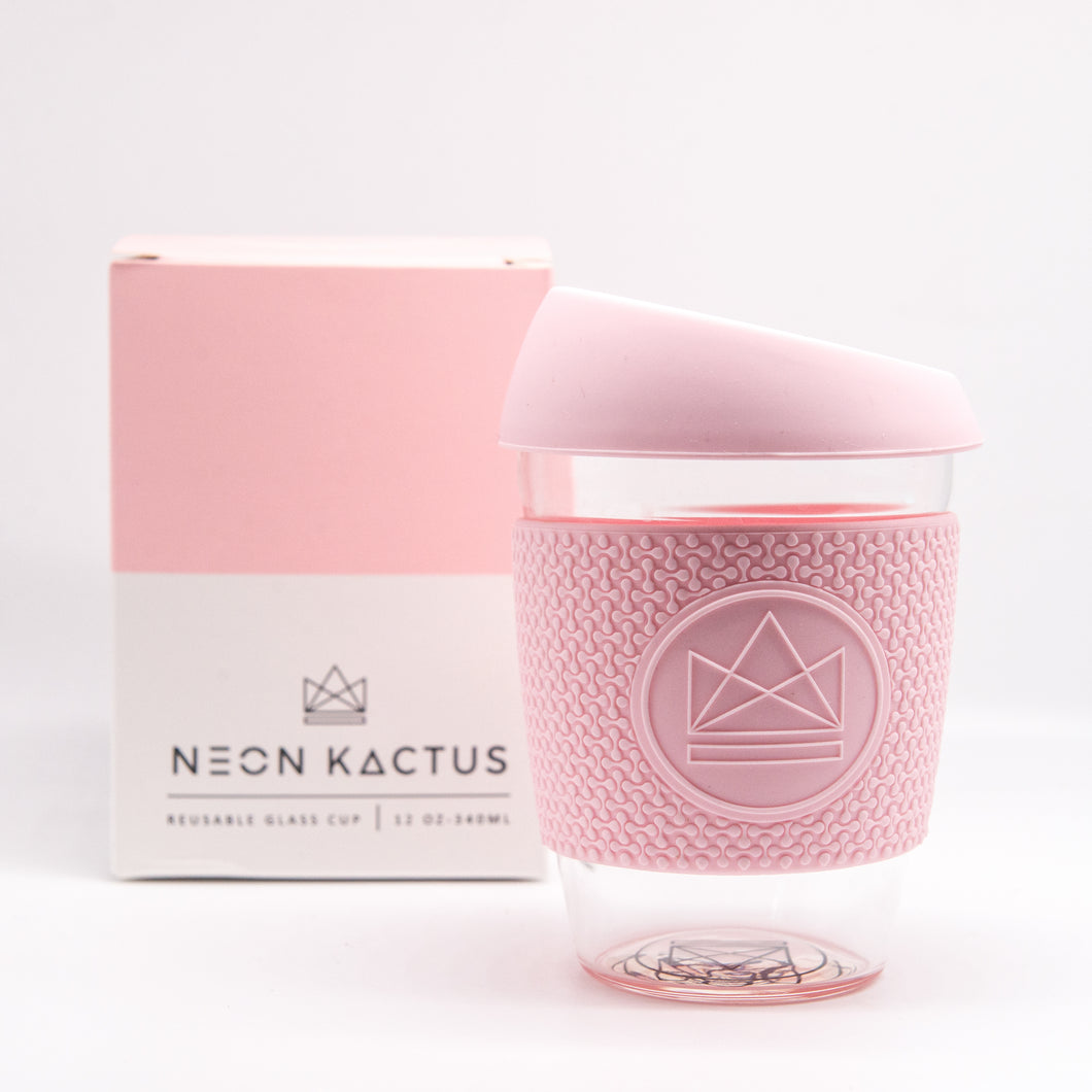Reusable Glass Coffee Cup - Pink | Life Before Plastic