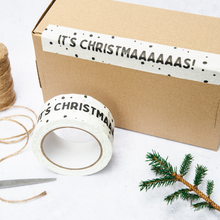 Load image into Gallery viewer, Tape It Shut - White Biodegradable Paper Tape &#39;It&#39;s Christmas&#39; Design (50mm) - Life Before Plastic
