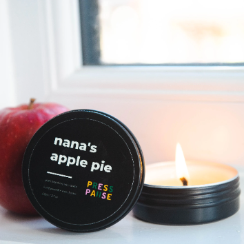Nana's Apple Pie Soy Wax Travel Candle | Baked Apple Scented | Press Pause Candles
