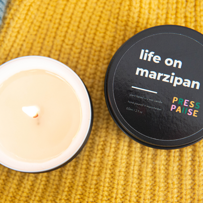 Press Pause - Almond Life on Marzipan Soy Wax Travel Candle - 10h - Life Before Plastic