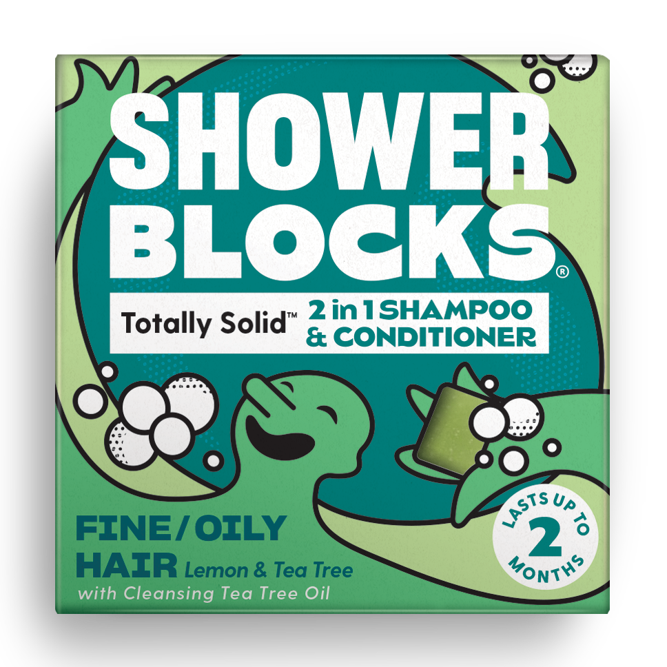 Shower Blocks - Lemon & Tea Tree 2in1 Shampoo & Conditioner – Fine/Oily Hair - Life Before Plastic