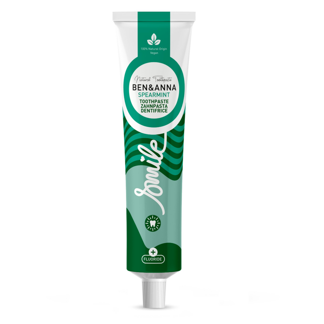 Ben & Anna Spearmint Toothpaste with Fluoride - 75ml Tube - Life Before Plastic