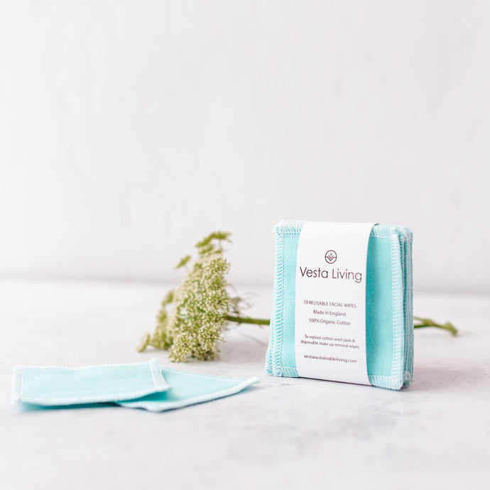 Vesta Living Facial Cotton Rounds (Teal) - 10 Pack - Life Before Plastik