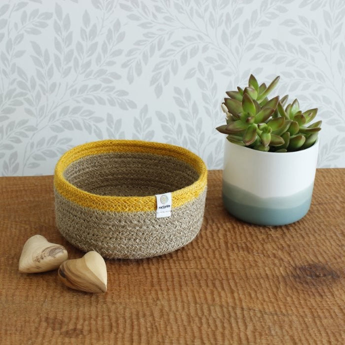 Yellow/Natural Jute Basket - ReSpiin - Life Before Plastik