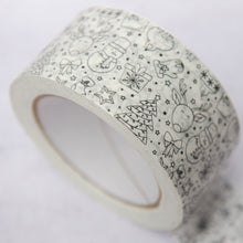 Load image into Gallery viewer, Tape It Shut - White Biodegradable Paper Tape in Christmas Design (50mm) - Life Before Plastic
