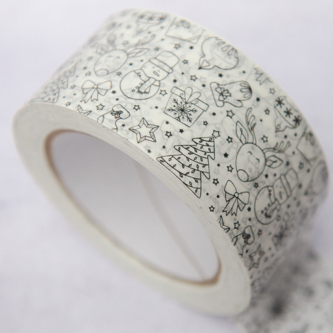 Tape It Shut - White Biodegradable Paper Tape in Christmas Design (50mm) - Life Before Plastic