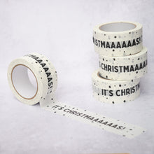 Load image into Gallery viewer, Tape It Shut - White Biodegradable Paper Tape &#39;It&#39;s Christmas&#39; Design (50mm) - Life Before Plastic
